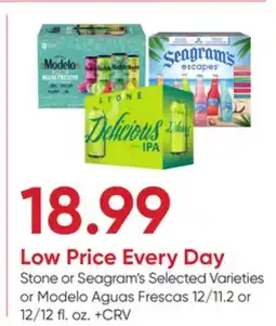 Stater Bros Stone or Seagram's Selected Varieties or Modelo Aguas Frescas offer