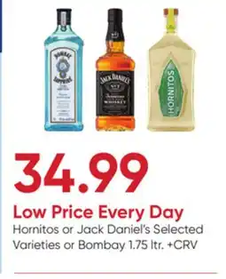 Stater Bros Hornitos or Jack Daniel's Selected Varieties or Bombay offer