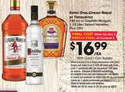 Ralphs Ketel One, Crown Royal or Tanqueray offer