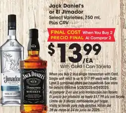 Ralphs Jack Daniel's or El Jimador offer