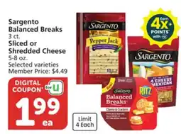 Vons Sargento Balanced Breaks 3 ct. Sliced or Shredded Cheese 5-8 oz offer
