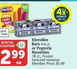Vons Klondike Bars 4-6 ct. or Popsicle Novelties 18 ct offer