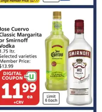 Vons Jose Cuervo Classic Margarita or Smirnoff Vodka offer