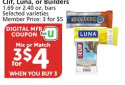 Vons Clif, Luna, or Builders offer