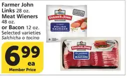 Albertsons Farmer John Links 28 oz. Meat Wieners 48 oz. or Bacon 12 oz offer