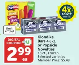 Albertsons Klondike Bars 4-6 ct. or Popsicle Novelties 18 ct offer