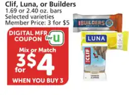 Albertsons Clif, Luna, or Builders offer