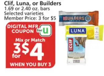 Albertsons Clif, Luna, or Builders offer