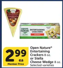 Albertsons Open Nature Entertaining Crackers 8 oz. or Stella Cheese Wedge 8 oz offer