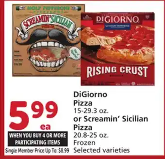 Albertsons DiGiorno Pizza 15-29.3 oz. or Screamin' Sicilian Pizza 20.8-25 oz offer