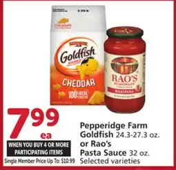 Albertsons Pepperidge Farm Goldfish 24.3-27.3 oz. or Rao's Pasta Sauce 32 oz offer