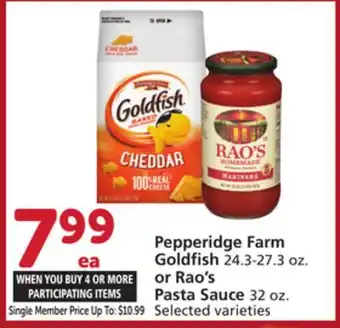Albertsons Pepperidge Farm Goldfish 24.3-27.3 oz. or Rao's Pasta Sauce 32 oz offer