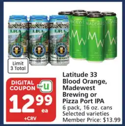 Albertsons Latitude 33 Blood Orange, Madewest Brewing or Pizza Port IPA offer