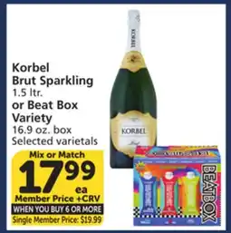 Albertsons Korbel Brut Sparkling 1.5 ltr. or Beat Box Variety 16.9 oz. box offer