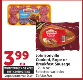 Albertsons Johnsonville Cooked, Rope or Breakfast Sausage offer