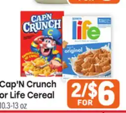 Tony’s Fresh Market Cap'N Crunch or Life Cereal offer