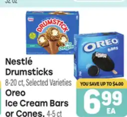 Tony’s Fresh Market Nestlé Drumsticks Ice Cream 8-20 ct, Oreo Ice Cream Bars or Cones, 4-5 ct offer
