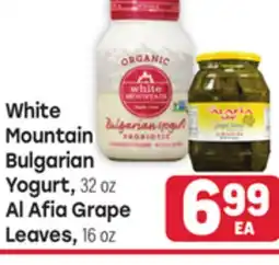Tony’s Fresh Market White Mountain Bulgarian Yogurt, 32 oz Al Afia Grape Leaves, 16 oz offer
