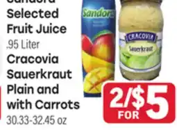 Tony’s Fresh Market Sandora Selected Fruit Juice .95 Liter, Cracovia Sauerkraut Plain and with Carrots 30.33-32.45 oz offer