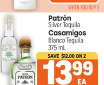 Tony’s Fresh Market Patrón Silver Tequila, Casamigos Blanco Tequila offer