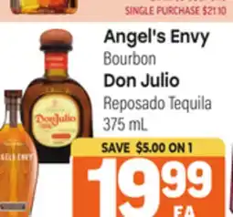 Tony’s Fresh Market Angel's Envy Bourbon, Don Julio Reposado Tequila offer