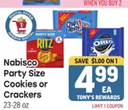 Tony’s Fresh Market Nabisco Party Size Cookies or Crackers offer