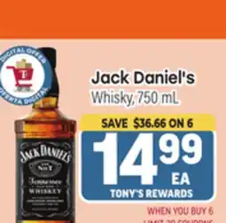 Tony’s Fresh Market Jack Daniel's Whisky offer