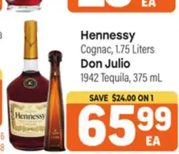 Tony’s Fresh Market Hennessy Cognac, 1.75 Liters, Don Julio 1942 Tequila, 375 mL offer