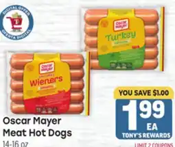 Tony’s Fresh Market Oscar Mayer Meat Hot Dogs offer