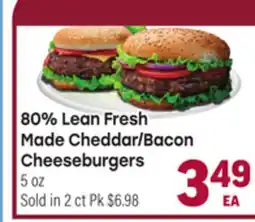 Tony’s Fresh Market 80 Lean Fresh Made Cheddar Bacon Made Cheddar/Bacon Cheeseburgers offer