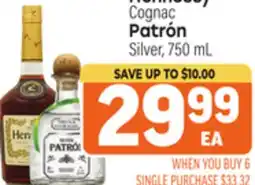 Tony’s Fresh Market Hennessy Cognac, Patrón Silver offer