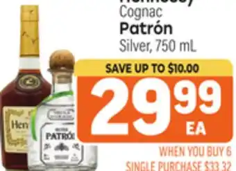 Tony’s Fresh Market Hennessy Cognac, Patrón Silver offer