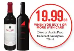 Mariano's Daou or Justin Paso Cabernet Sauvignon offer