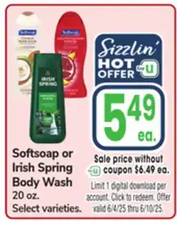 Jewel-Osco Softsoap or Irish Spring Body Wash offer
