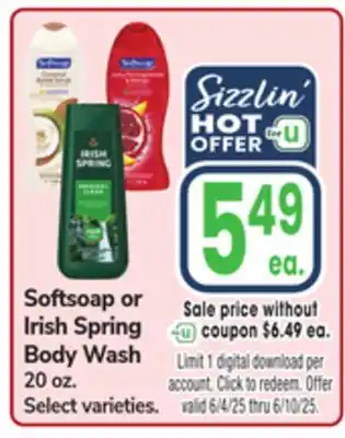 Jewel-Osco Softsoap or Irish Spring Body Wash offer