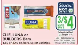 Jewel-Osco CLIF, LUNA or BUILDERS Bars offer