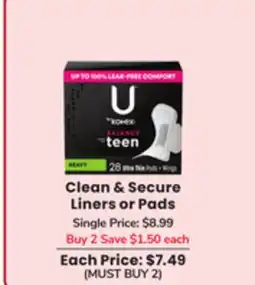 Jewel-Osco Clean & Secure Liners or Pads offer