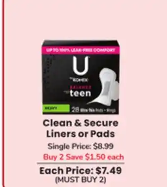 Jewel-Osco Clean & Secure Liners or Pads offer