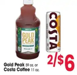 Jewel-Osco Gold Peak 59 oz. or Costa Coffee 11 oz offer