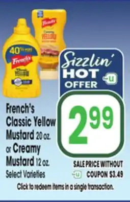 Jewel-Osco French's Classic Yellow Mustard 20 oz. or Creamy Mustard 12 oz offer