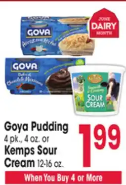 Jewel-Osco Goya Pudding 4 pk., 4 oz. or Kemps Sour Cream 12-16 oz offer