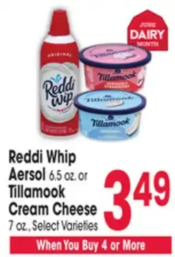 Jewel-Osco Reddi Whip Aersol 6.5 oz. or Tillamook Cream Cheese 7 oz offer