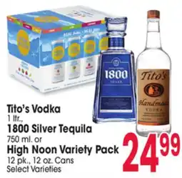 Jewel-Osco Tito's Vodka 1 ltr., 1800 Silver Tequila 750 ml. or High Noon Variety Pack 12 pk., 12 oz. Cans offer