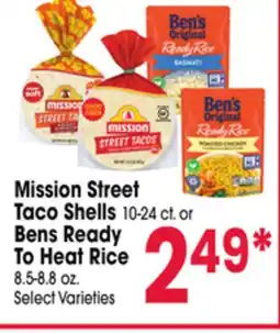 Jewel-Osco Mission Street Taco Shells 10-24 ct. or Bens Ready To Heat Rice 8.5-8.8 oz offer