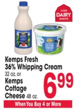 Jewel-Osco Kemps Fresh 36% Whipping Cream 32 oz. or Kemps Cottage Cheese 48 oz offer