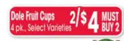 Jewel-Osco Dole Fruit Cups offer