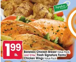 Jewel-Osco Boneless Chicken Breast Value Pack, Fresh Signature Farms Chicken Wings Value Pack offer