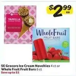 Winn Dixie SE Grocers Ice Cream Novelties or Whole Fruit Fruit Bars offer