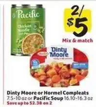 Winn Dixie Dinty Moore or Hormel Compleats or Pacific Soup offer