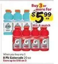 Winn Dixie 8 Pk Gatorade 20 oz offer